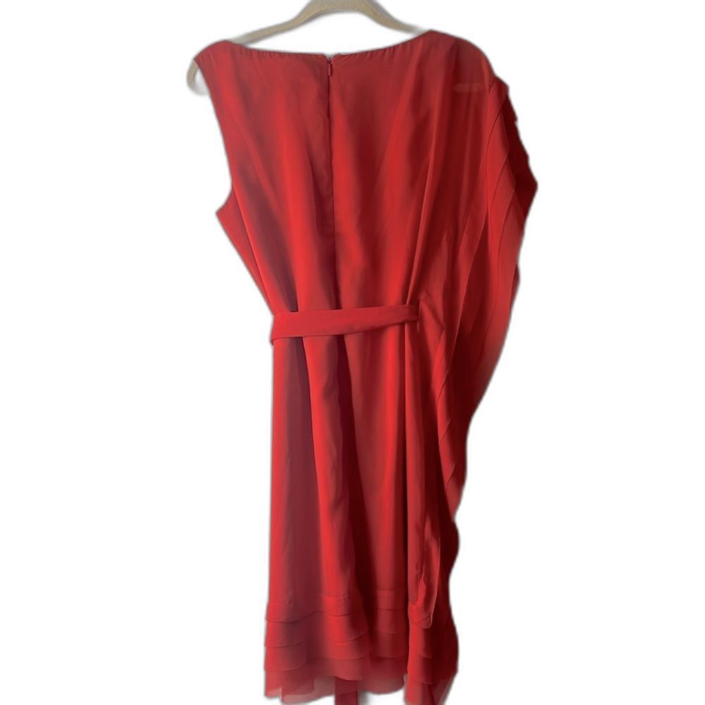 Vince Camuto Red One-Shoulder Chiffon Dress Sz 14 Ruffle Tie Classy Date Night - Picture 10 of 10